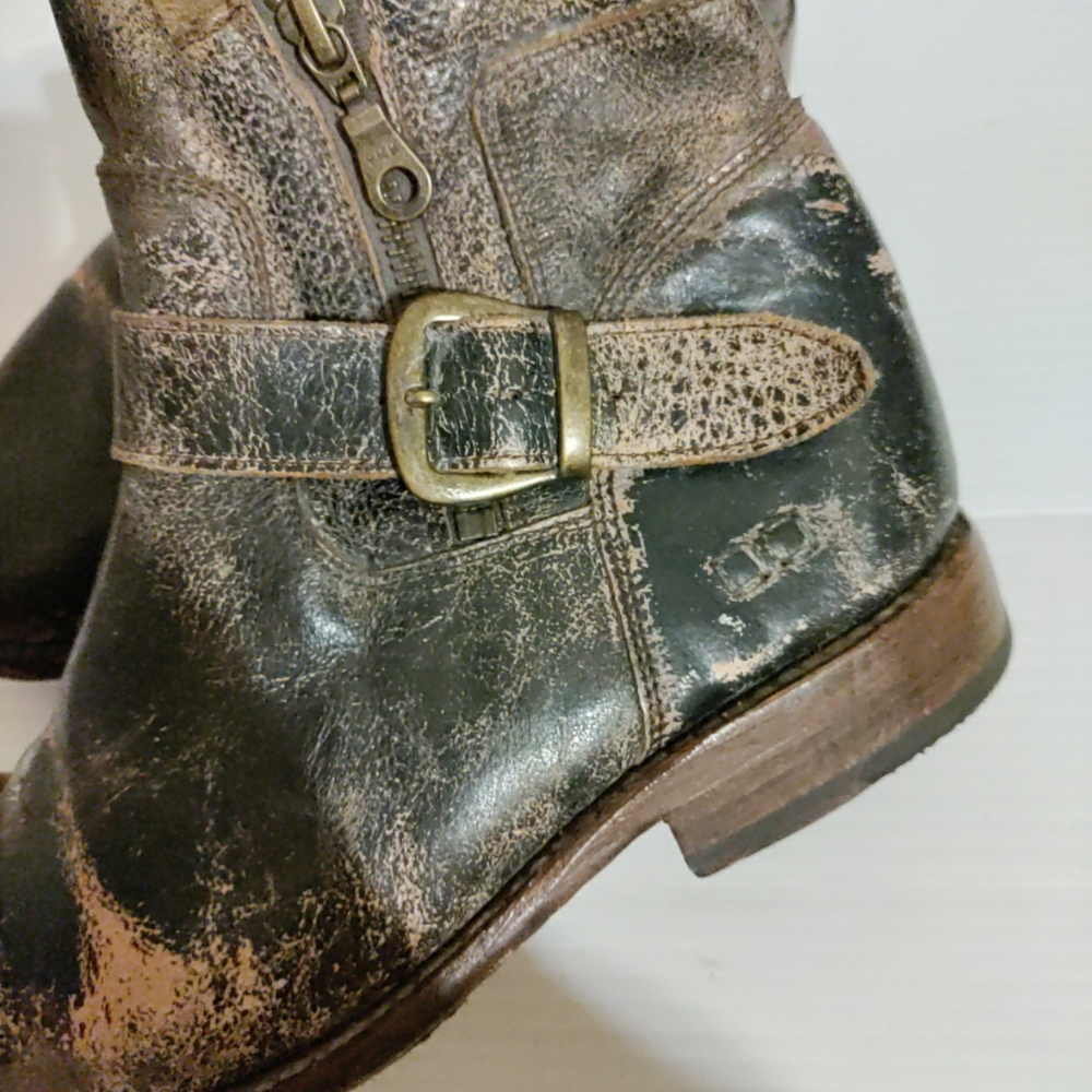Bed Stu Black and Brown Leather Ankle Boots - Picture 8 of 12